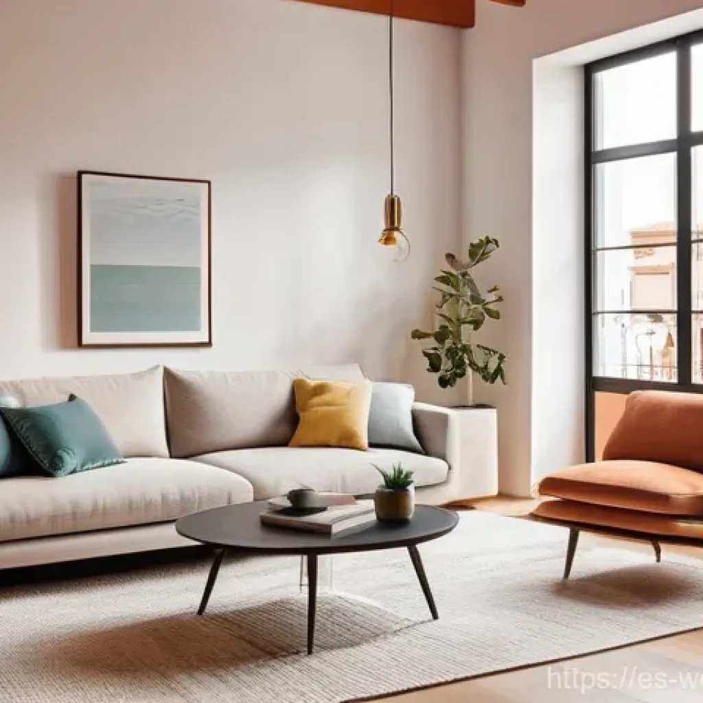 환경 친화적인 스마트홈 설계 방안 - **Smart Thermostat in a Modern Spanish Living Room:** A bright and inviting living room in a contemp...