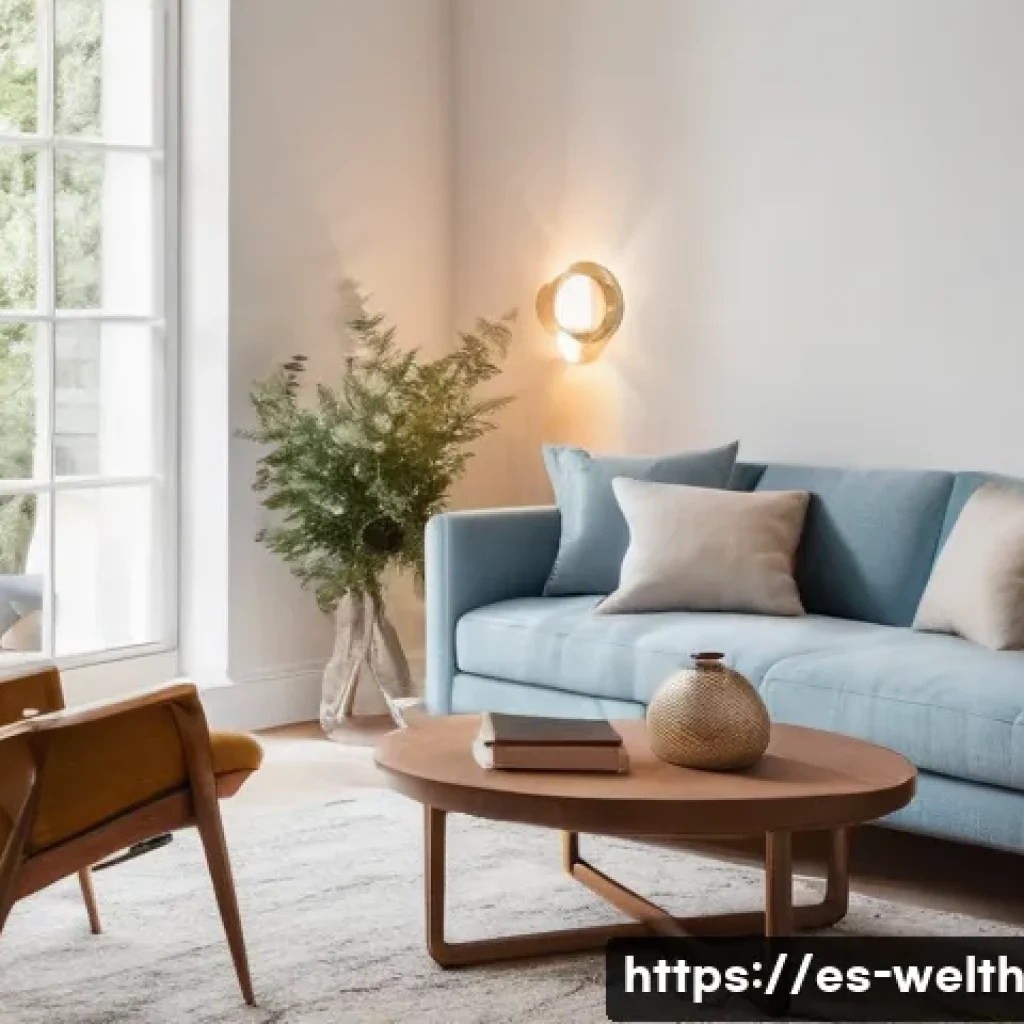 스마트 조명을 활용한 수면 질 향상 방법 - **Prompt:** A cozy living room at twilight, transitioning from a bright, cool daylight feel to a war...