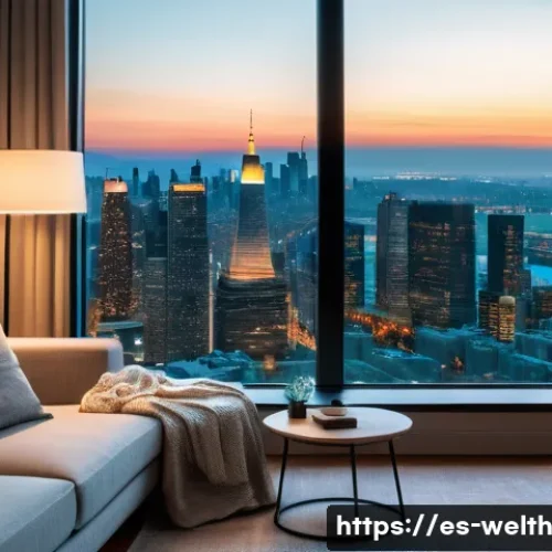 Home 33 스마트홈의 웰빙 설계와 감성 디자인 - A modern living room with adaptive smart lighting that changes from warm, dim hues promoting relaxat...